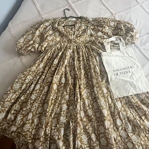 Daughters of India Kyra Midi Dress ~ Golden Palm / Size Large